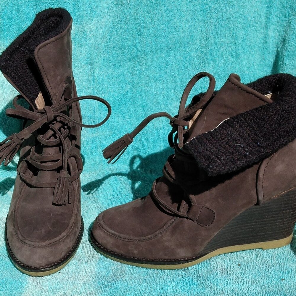 Tenley Nubuck Wedge Ankle Bootie
